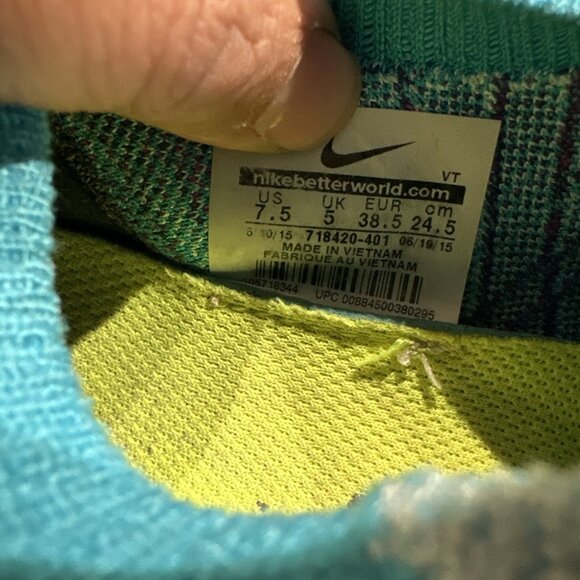 Nike Free 3.0 Flyknit Running Shoes Women 7.5 Blue Purple Black Slip On - Picture 9 of 10